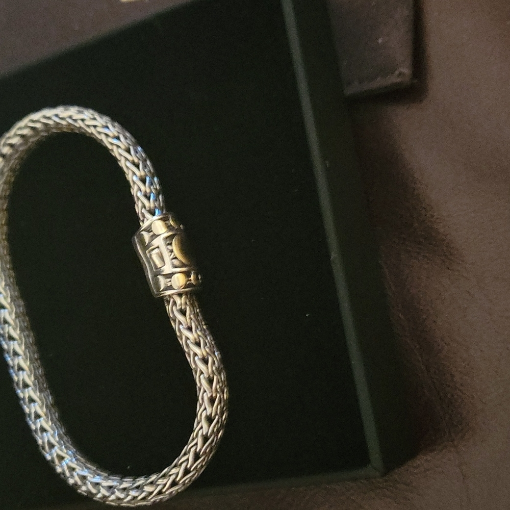 Silver & 18K Yellow Gold Dot Deco Bracelet 7.5"